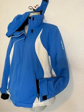 OBERMEYER LADIES SKI WINTER JACKET COAT BLUE/WHITE SIZE 8